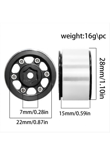 4pcs Metal 1 0in Beadlock Tekerlek Jant Tekerlek Göbeği 1/18 1/24 Rc Craıl Car Axıal SCX24 AX24 TRX4M Trx4-M Yükseltme Parçaları A (Yurt Dışından) fiyatları