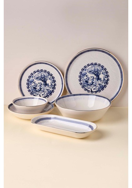 French Altın Yaldızlı Stoneware Yemek Takımı 27 Parça 6 Kişilik Yemek Seti