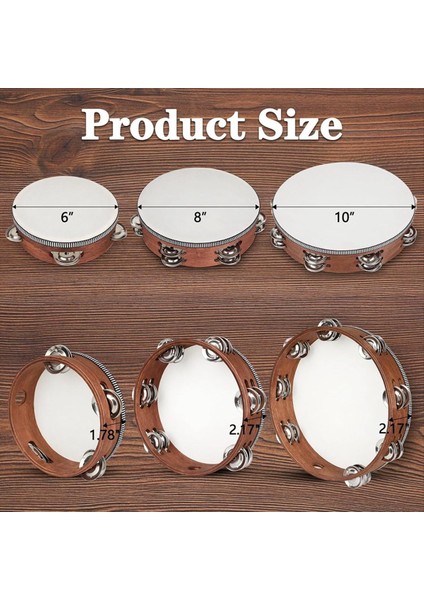 3 Adet Ahşap El Tutuldu Perküsyon Bubourine Tef Kilise Düğün Parti Dans Için Müzik Aleti (Yurt Dışından) fiyatları