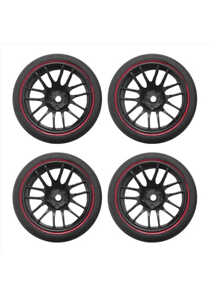 24PCS 12MM Hub Tekerlek Jantlar ve Rc Için Kauçuk Lastikler 1/10 Yol Touring Drift Araba R (Yurt Dışından) fiyatları