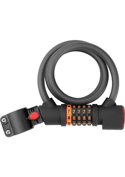 5 Basamaklı Kod Şifreli Bisiklet Kablo Kilidi Arka Lamba Bisiklet Kilidi (Ovma) (Yurt Dışından)