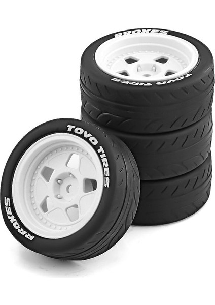 4pcs 68MM 1/10 Rc Racing Araba Lastikleri Yol Touring Drift Araba Lastik Tekerleği Tamiya TT01 TT02 XV01 Beyaz (Yurt Dışından)