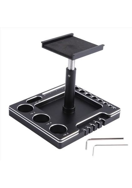 Metal Rc Araba Çalışma Standı Onarım Iş Istasyonu Montaj Platformu 360 Derece TRX4M Fms SCX24 1/18 Rc Araç Siyah (Yurt Dışından)