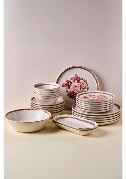 Danish Altın Yaldızlı Stoneware Yemek Takımı 27 Parça 6 Kişilik Yemek Seti fırsatları