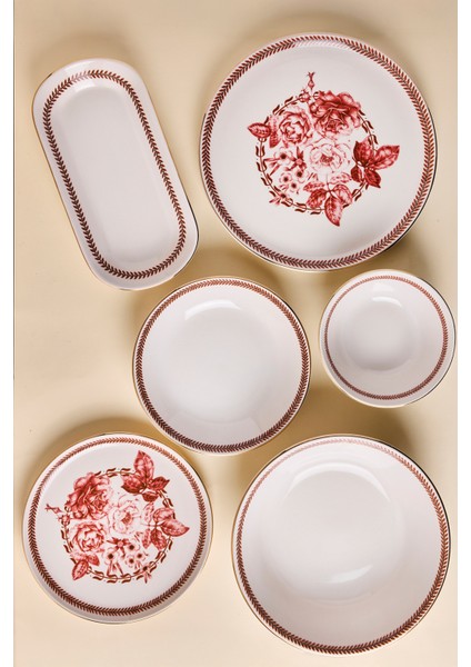 Danish Altın Yaldızlı Stoneware Yemek Takımı 27 Parça 6 Kişilik Yemek Seti indirimleri