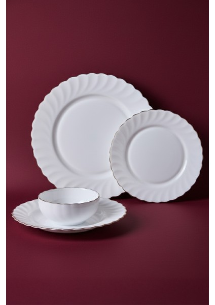 Waves Opal 24 Parça 6 Kişilik Yaldızlı Yemek Takımı Seti