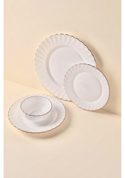 Waves Opal 24 Parça 6 Kişilik Yaldızlı Yemek Takımı Seti