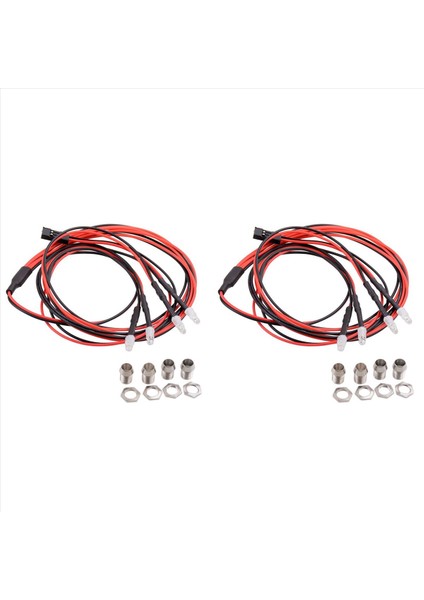 2x 4 LED Işık Kiti 2 Beyaz 2 Kırmızı 3mm Farlar 1/24 Rc Paletli Araba Eksenel SCX24 90081 AXI00002 Yükseltme Parçaları (Yurt Dışından)