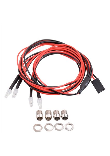 2x 4 LED Işık Kiti 2 Beyaz 2 Kırmızı 3mm Farlar 1/24 Rc Paletli Araba Eksenel SCX24 90081 AXI00002 Yükseltme Parçaları (Yurt Dışından) fırsatları