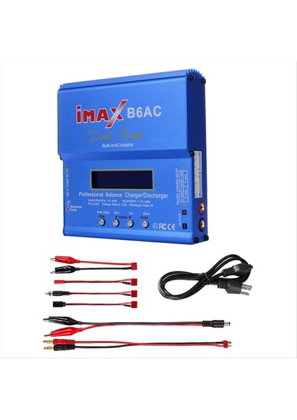 Imax B6AC 80W Rc Denge Şarj Cihazı+T Kablosu Dijital Li-Ion Life Nımh Nıcd Pb Lıpo Pil Basacağı Abd Fişi (Yurt Dışından)