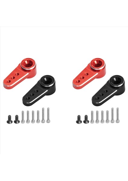 4pcs Metal 15T Servo Kolu Korna Fit Emax ES08MA Iı Eksenel SCX24 Için Servo 1/24 Rc Paletli Araba Parçaları Kırmızı + Siyah (Yurt Dışından)