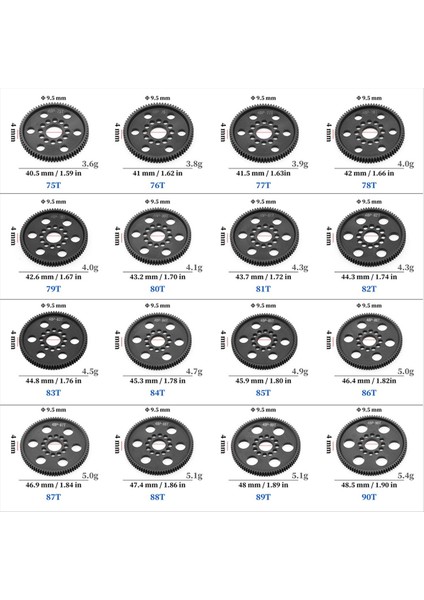 4pcs 48P Spur Dişli Ana Dişli 75T+76T+77T+78T 3 (Yurt Dışından) indirimleri