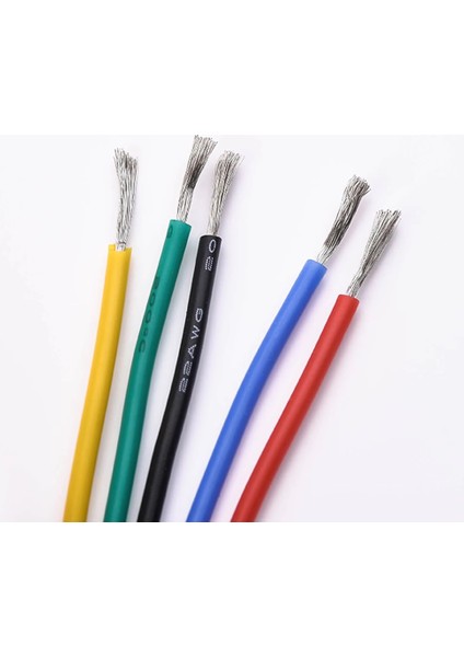 22AWG Elektrikli Esnek Silikon Kablolar 22 Gauge Stripted Teneke Bakır Tel 5 Renk 16 4ft/5m Her Biri (Yurt Dışından) modelleri