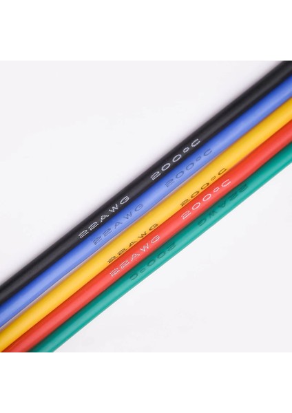 22AWG Elektrikli Esnek Silikon Kablolar 22 Gauge Stripted Teneke Bakır Tel 5 Renk 16 4ft/5m Her Biri (Yurt Dışından) fırsatları