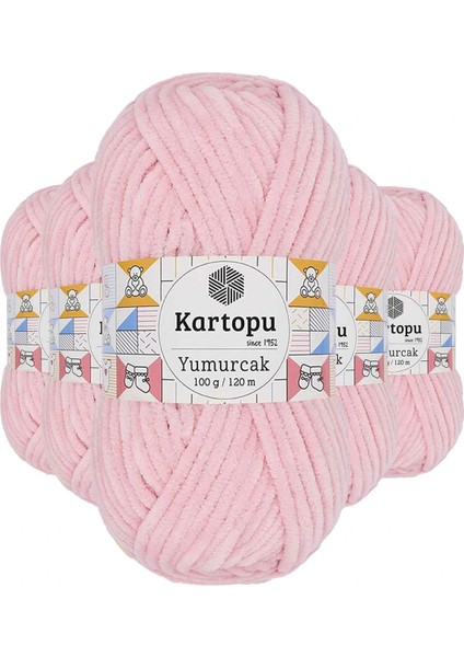 5 Adet Yumurcak Kadife El Örgü Ipi Bebe Pembe K768