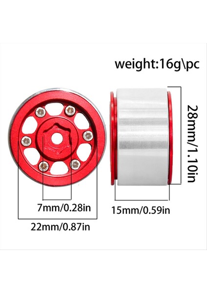 4pcs Metal 1 0in Beadlock Tekerlek Jant Tekerlek Göbeği 1/18 1/24 Rc Craıl Araç Axıal SCX24 AX24 TRX4M Trx4-M Yükseltme Parçaları C (Yurt Dışından) fiyatları