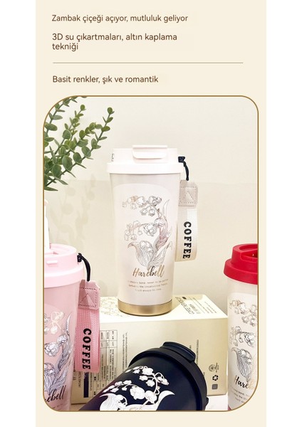 Zambak Çiçeği Desenli, Büyük Kapasiteli Kahve Fincanı, Vakumlu 316 Paslanmaz Çelik Termos, Taşınabilir Pipetli ve Askılı Öğrenci Kupası (Yurt Dışından) fırsatları