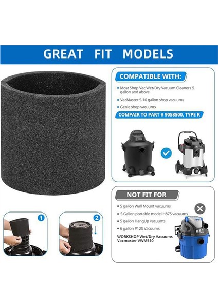 3'lü Paket 90585 Köpük Kılıf VF2001 Islak Kuru Elektrikli Süpürge Yedek Filtreleri, 9058500 Parçalarını Değiştirin (Yurt Dışından) fiyatları