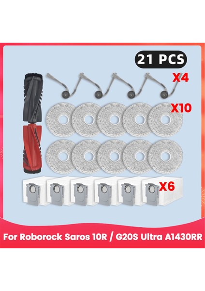 Saros 10R / G20S Ultra A1430RR Robot Süpürge Yedek Parçaları Ana Yan Fırça Paspas Bezi Toz Torbası Aksesuarları (Yurt Dışından)