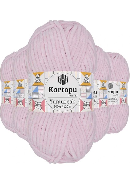 5 Adet Yumurcak Kadife El Örgü Ipi Toz Pembe K1562
