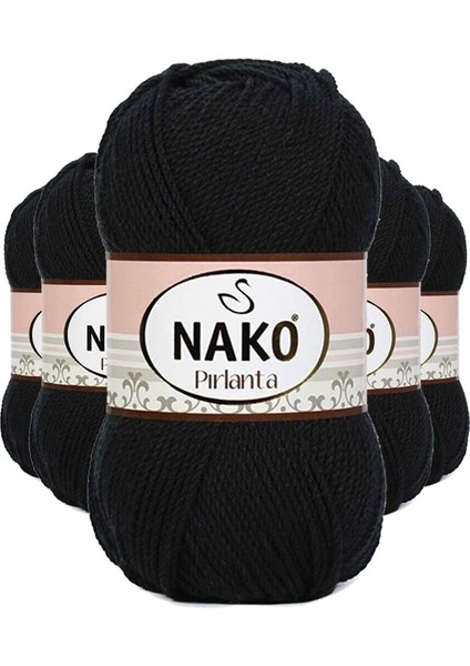 5 Adet Pırlanta Amigurumi El Örgü Ipi Yünü Siyah 217