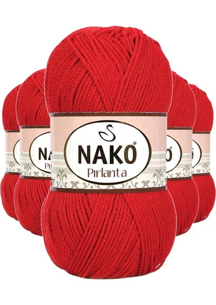 5 Adet Pırlanta Amigurumi El Örgü Ipi Yünü Gelincik Kırmızı 6741