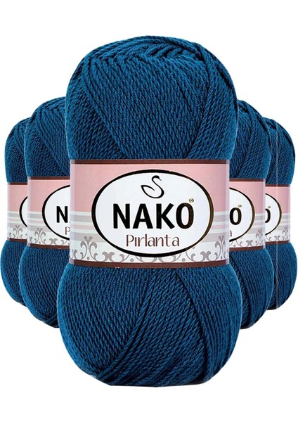 5 Adet Pırlanta Amigurumi El Örgü Ipi Yünü Petrol Mavi 10328