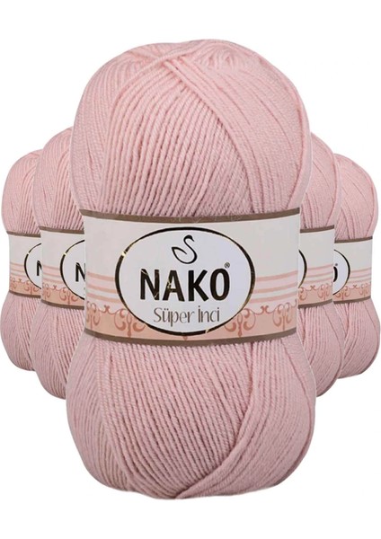5 Adet Süper Inci El Örgü Ipi 100 gr Açık Pudra 1479