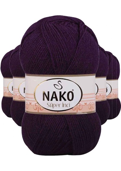 5 Adet Süper Inci El Örgü Ipi 100 gr Mor 3260
