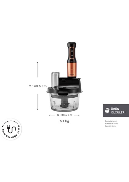 Mastermaid Prosteel Cam Mutfak Robotu Uzun Blender Ayaklı 6 Bıçaklı 2500 W Black Copper fiyatları