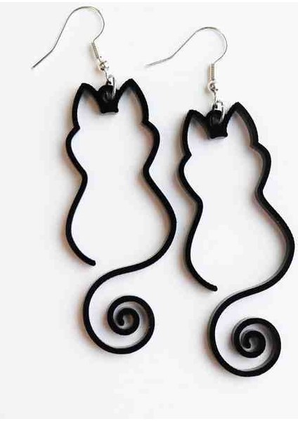 Kedi Figürlu Plastik Küpe