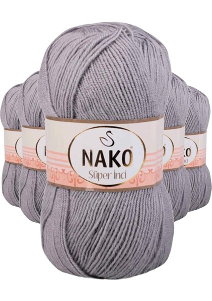5 Adet Süper Inci El Örgü Ipi 100 gr Gri 11538