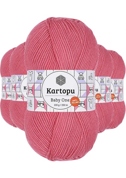 5 Adet Baby One Tüylenmeyen El Örgü Ipi Yünü Şeker Pembe K244