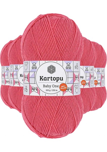 5 Adet Baby One Tüylenmeyen El Örgü Ipi Yünü Pembe K254