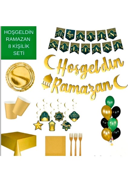 Ramazan Süsleri ve Iftar Seti 8 Kişilik Gold (Altın) Set