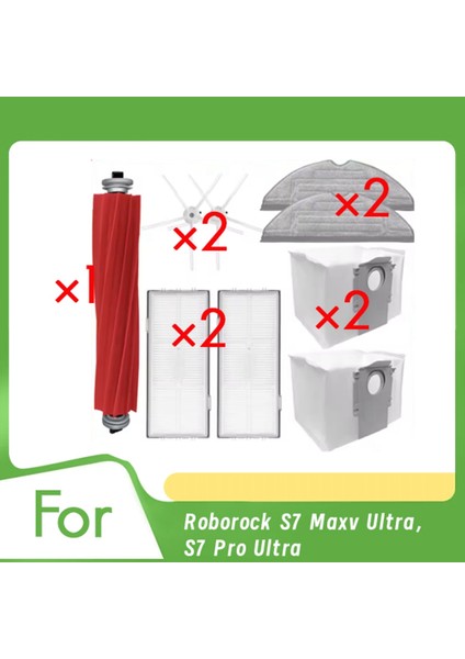 S7 Maxv Ultra/s7 Pro Ultra Elektrikli Süpürge Aksesuarları Ana Yan Fırça Paspas Filtre Toz Torbaları (Yurt Dışından)