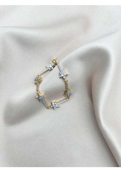 Fıora Yıldız Kesim Bileklik Gold - Zirkon Taşlı | Kadın Şık Hediyelik