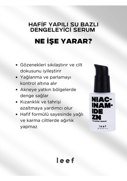 Niacinamide Zn Serum | Su Bazlı | Sebum Düzenleyici | Tüm Ciltler