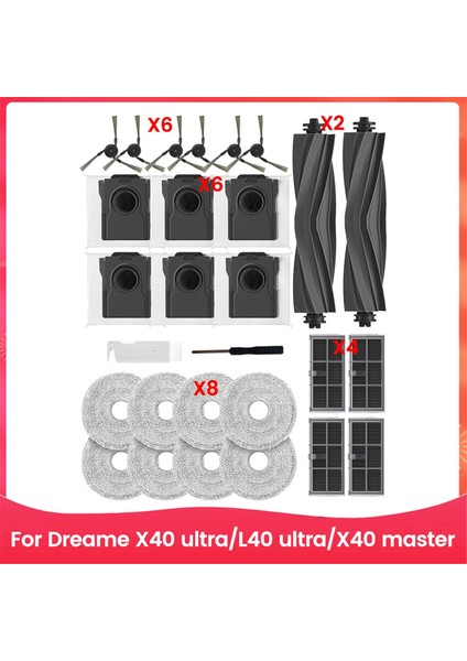 X40 ULTRA/L40 ULTRA/X40 Master Elektrikli Süpürge Ana Yan Fırça Filtresi Paspas Pedi Toz Torbaları Için Yedek Parça (Yurt Dışından)