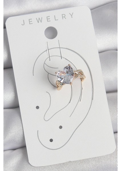 Bfs Pirinç Gold Renk Zirkon Taşlı Kalp Model Kadın Kıkırdak Küpe fiyatları