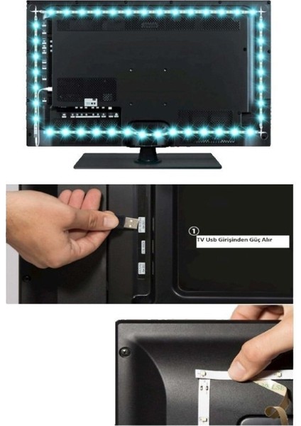 CT-4566 Uzaktan Kumandalı RGB Renkli LED Şerit Seti - TV Arkası Ambiyans Aydınlatması, 5V Su Geçirmez, 3 Metre fiyatları