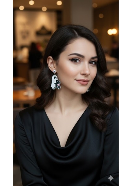 Booride Motorcu Hayalet Tasarımlı El Yapımı Küpe – Cadılar Bayramı Temalı –