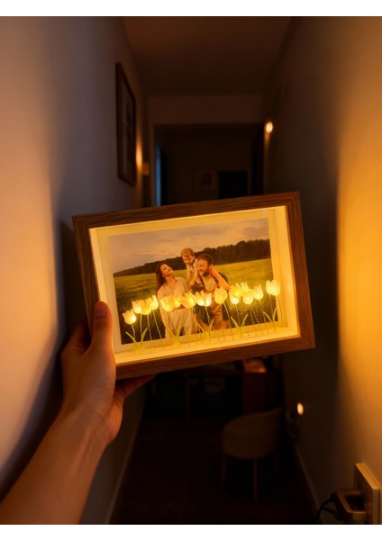 3D Işıklı USB Ahşap Çerçeve | Anılarını Işıkla Parlat