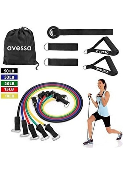 ESC-500 Egzersiz Lastiği Seti 5 Farklı Direnç Seviyesi ile 120 cm Uzunlukta fırsatları