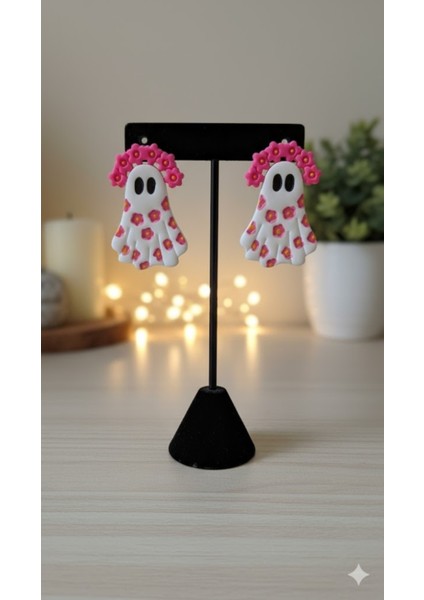 Blossom Boo El Yapımı Pembe Çiçekli Hayalet Küpe - Cadılar Bayramı Koleksiyonu fırsatları