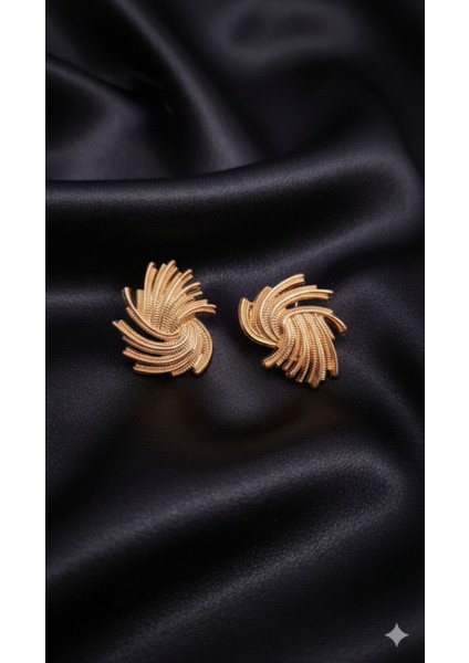 Orlène El Yapımı Polimer Kil Küpe – Altın Renkli Zarif Spiral Tasarım – Işıltılı ve Modern Model fırsatları