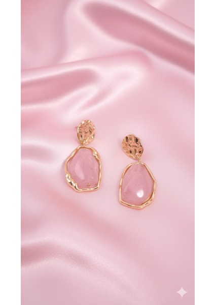 Rosalinda El Yapımı Polimer Kil Küpe – Pembe ve Altın Renkli Zarif Tasarım – Şık ve Modern Model fiyatları