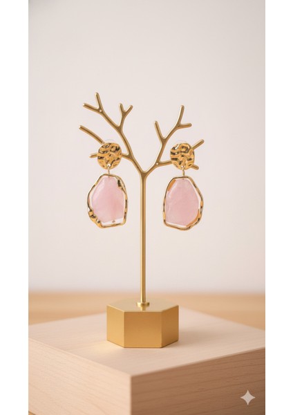 Rosalinda El Yapımı Polimer Kil Küpe – Pembe ve Altın Renkli Zarif Tasarım – Şık ve Modern Model modelleri