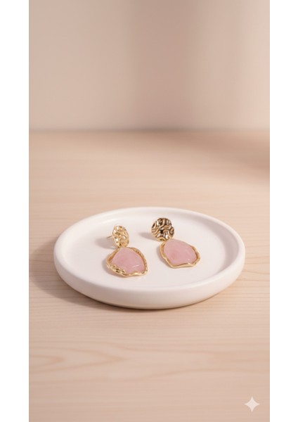 Rosalinda El Yapımı Polimer Kil Küpe – Pembe ve Altın Renkli Zarif Tasarım – Şık ve Modern Model fırsatları