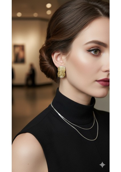 Aurélie El Yapımı Polimer Kil Küpe – Altın Örgü Tasarım – Zarif ve Şık Model